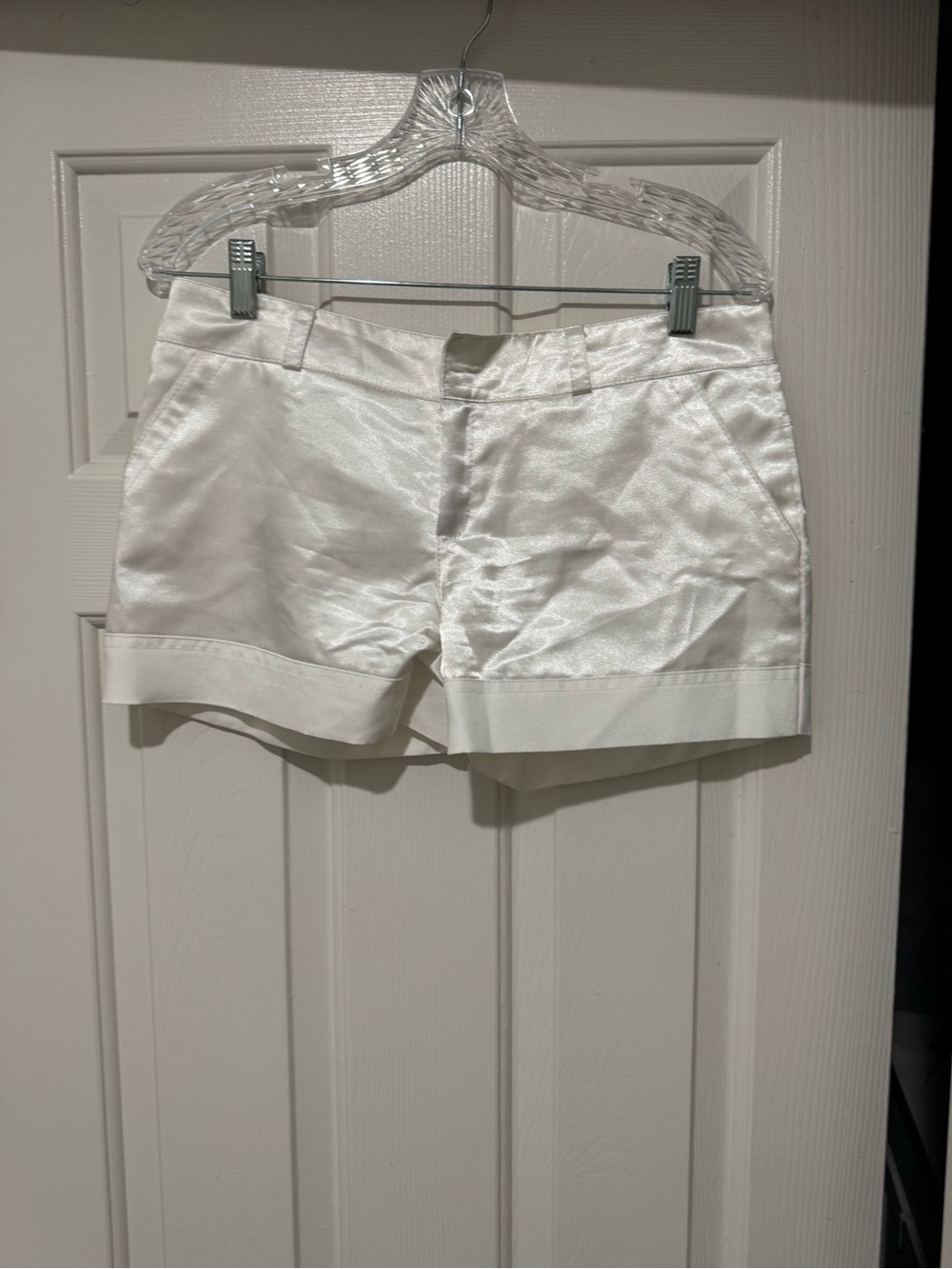White Tailored Shorts with Flat Front Design